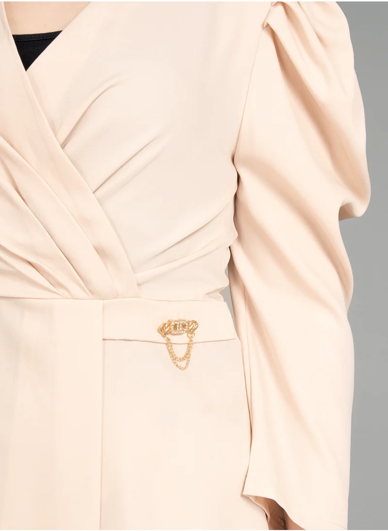 IKKXA Two Pieces Pant and Blouse Modern Set CJ1029 Beige