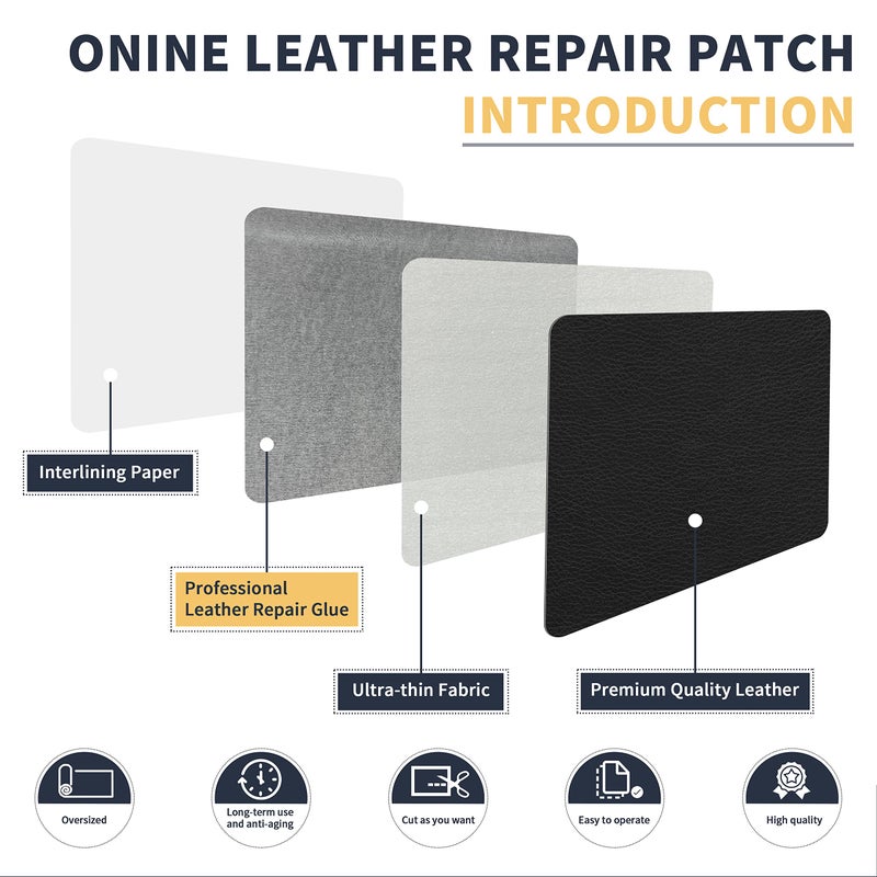 ONine Leather Repair Patchï¼ŒLeather Repair Tape, 16 x 48 inches Leather Repair Patch for Furniture,Vinyl Repair kitï¼ŒLeather Couch Patchï¼Œfor Sofas, Furniture, car Seats(Black) - Image 3