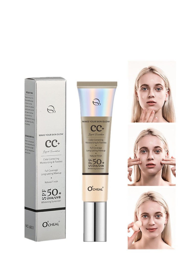OCHEAL OCHEAL concealer foundation cream moisturizing moisturizing repair foundation does not take off makeup pre-makeup milk hydrating isolation CC cream  - Image 1