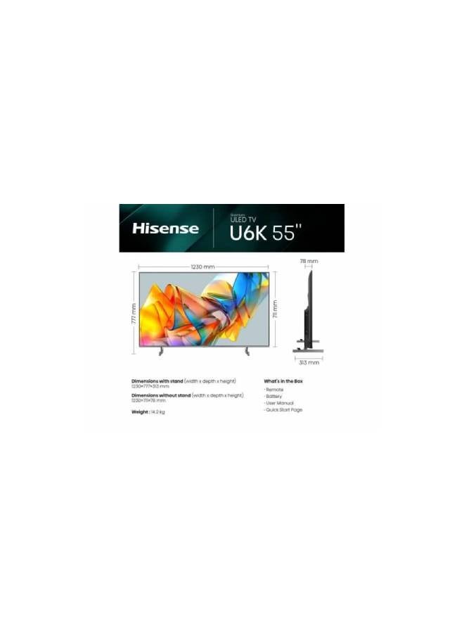 Hisense 75 inch 60 Hz QLED UHD 4K Smart TV 75U6KPRO Black - Image 3