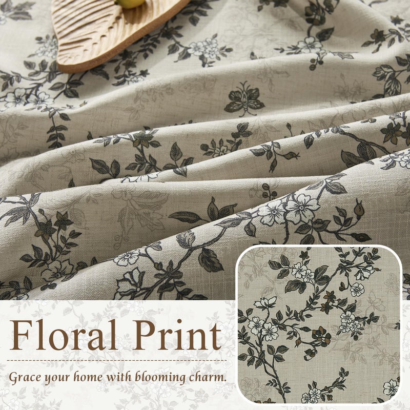 StangH Porcelain Floral Curtains for Living Room,Classic Printed Flax Linen Botanical Butterfly Pattern Vintage French Country Decor with Backtab,52Wx96L,2 Panels - Image 2