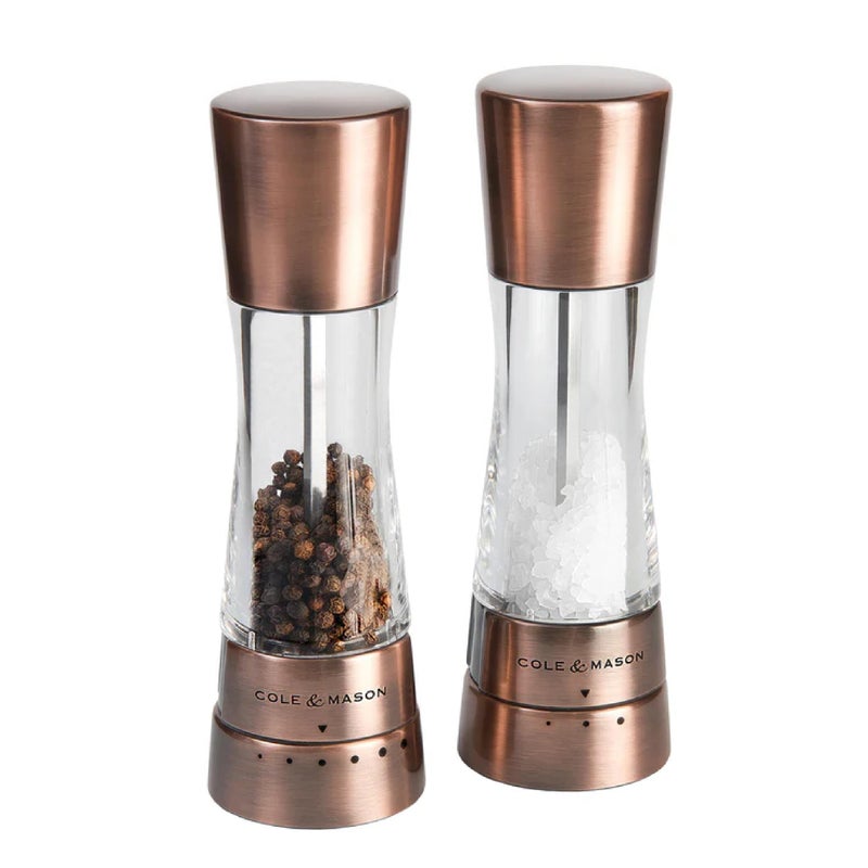 Cole & Mason Derwent Salt and Pepper Grinder Set - Refillable Salt & Pepper Grinder Set with Gourmet Precision Mechanisms - Kitchen Accessories for Cooking - Gift Set, Copper - Image 1