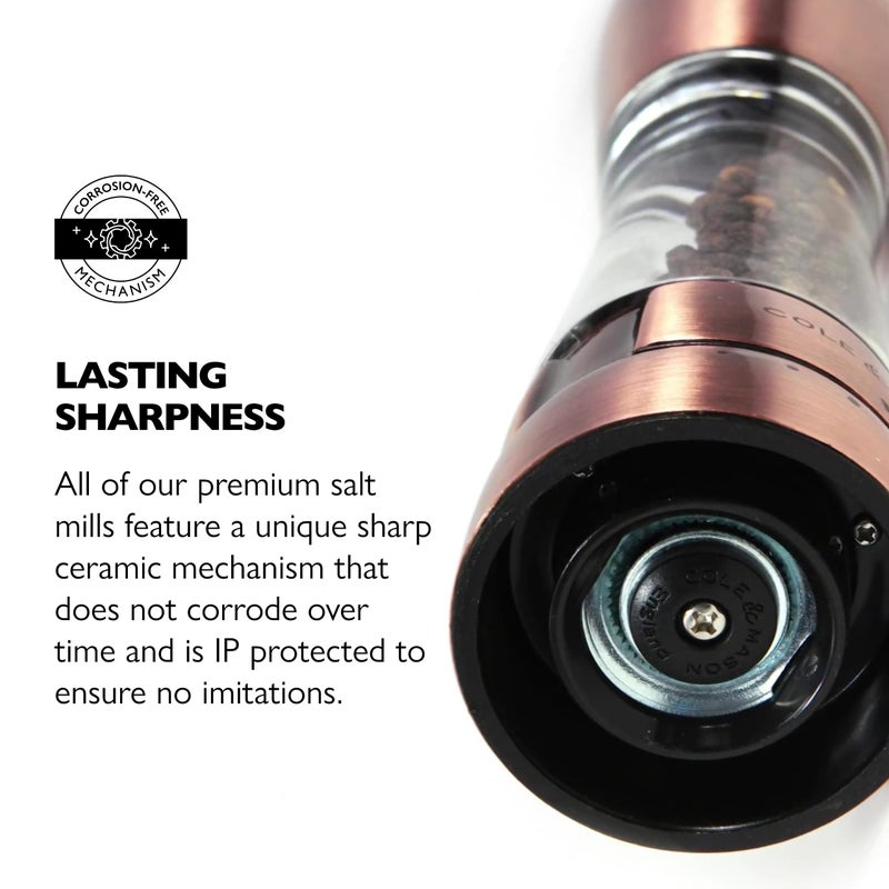 Cole & Mason Derwent Salt and Pepper Grinder Set - Refillable Salt & Pepper Grinder Set with Gourmet Precision Mechanisms - Kitchen Accessories for Cooking - Gift Set, Copper - Image 4