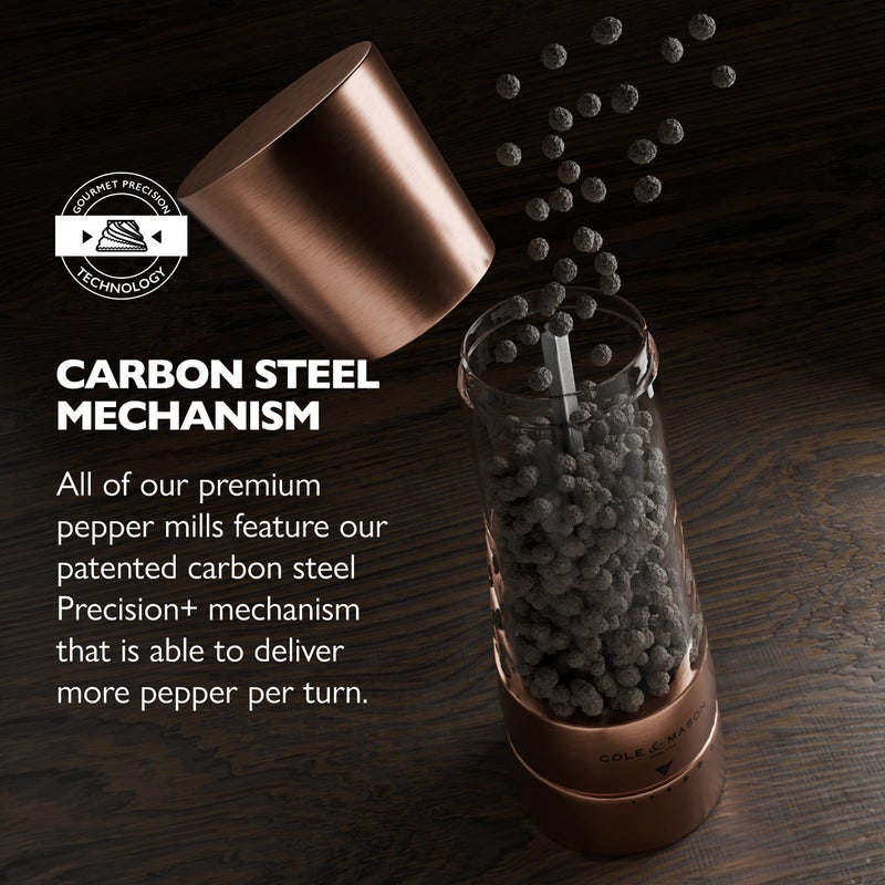 Cole & Mason Derwent Salt and Pepper Grinder Set - Refillable Salt & Pepper Grinder Set with Gourmet Precision Mechanisms - Kitchen Accessories for Cooking - Gift Set, Copper - Image 3