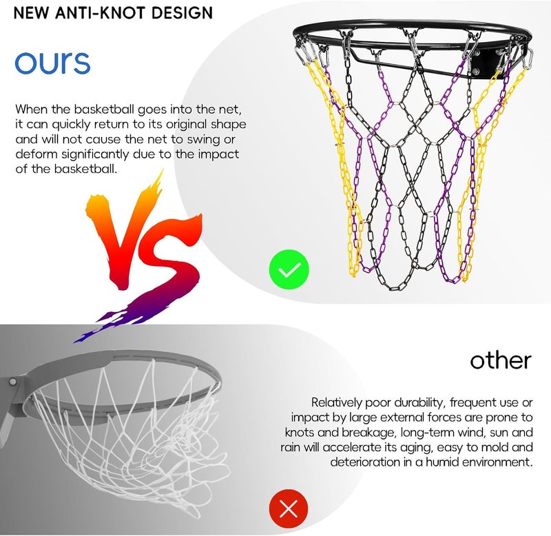 Dakzhou Basketball net, Metal Chain Net Braided Permanent Rust Proof (12 Links), Quick Installation - Image 4