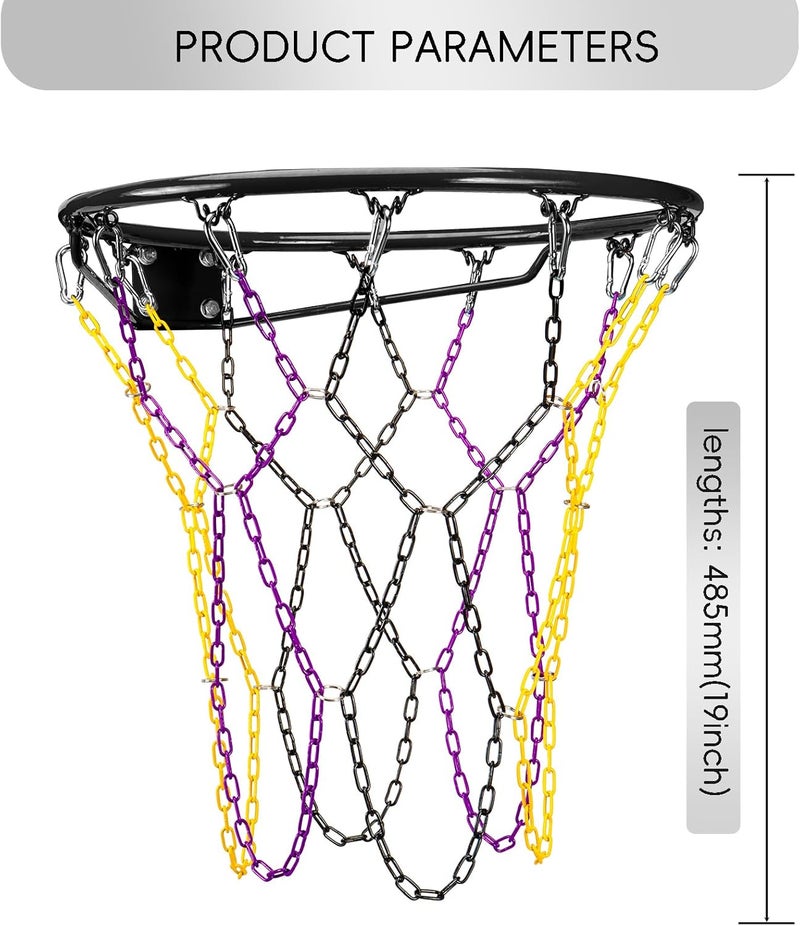 Dakzhou Basketball net, Metal Chain Net Braided Permanent Rust Proof (12 Links), Quick Installation - Image 3