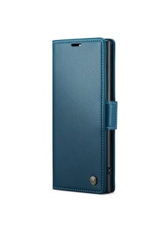CaseMe Flip Wallet Case For Samsung Galaxy Note 10Plus [RFID Blocking] PU Leather Wallet Flip Folio Case with Card Holder Kickstand Shockproof Phone Cover (Blue)  - Image 1