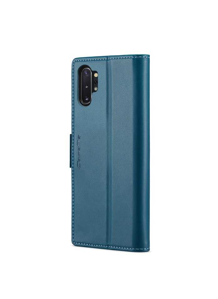 CaseMe - Flip Wallet Case For Samsung Galaxy Note 10Plus [RFID Blocking] PU Leather Wallet Flip Folio Case with Card Holder Kickstand Shockproof Phone Cover (Blue) - Image 1