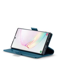 CaseMe Flip Wallet Case For Samsung Galaxy Note 10Plus [RFID Blocking] PU Leather Wallet Flip Folio Case with Card Holder Kickstand Shockproof Phone Cover (Blue)  - Image 4