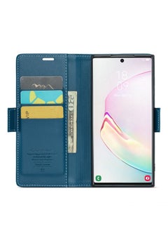 CaseMe Flip Wallet Case For Samsung Galaxy Note 10Plus [RFID Blocking] PU Leather Wallet Flip Folio Case with Card Holder Kickstand Shockproof Phone Cover (Blue)  - Image 5