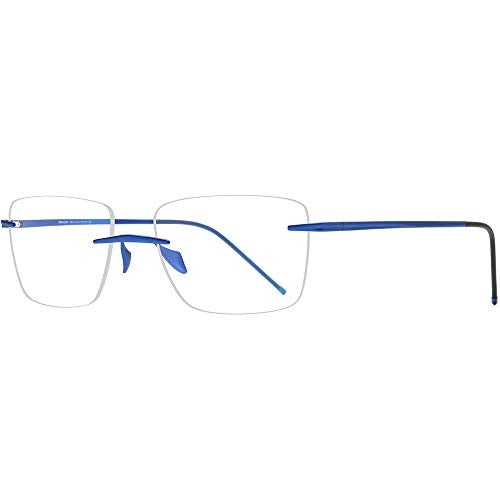 FONEX Titanium Glasses Frame Men,Rimless Square Eyeglasses Frameless Myopia Optical Eyewear 8557 (Blue) - Image 5