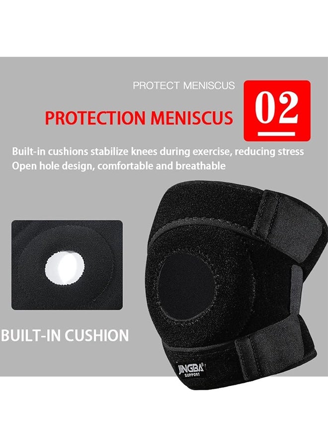 جينجبا سابورت زوج واحد من دعامة الركبة المزودة بحزام مزدوج للضغط ودعم الركبة - حزام قابل للتعديل لحماية الغضروف الهلالي وتخفيف إصابات ACL/MCL - مناسب لالتهاب المفاصل، وتخفيف آلام المفاصل، وتمزق الغضروف الهلالي، مصنوع من النيوبرين القابل للتنفس للركض، وكرة السلة، وركوب الدراجات (للرجال والنساء) - Image 4