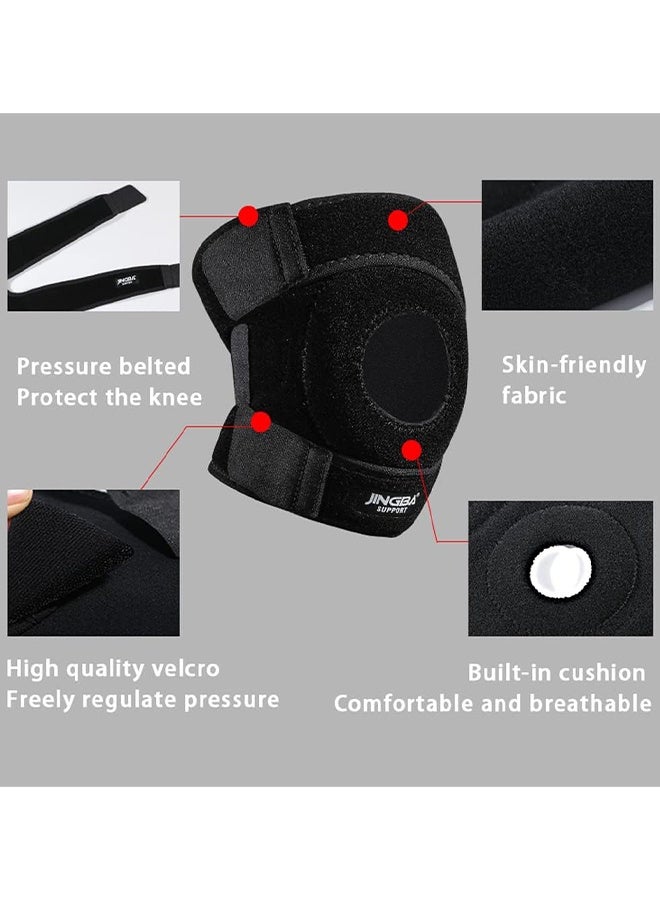 جينجبا سابورت زوج واحد من دعامة الركبة المزودة بحزام مزدوج للضغط ودعم الركبة - حزام قابل للتعديل لحماية الغضروف الهلالي وتخفيف إصابات ACL/MCL - مناسب لالتهاب المفاصل، وتخفيف آلام المفاصل، وتمزق الغضروف الهلالي، مصنوع من النيوبرين القابل للتنفس للركض، وكرة السلة، وركوب الدراجات (للرجال والنساء) - Image 2