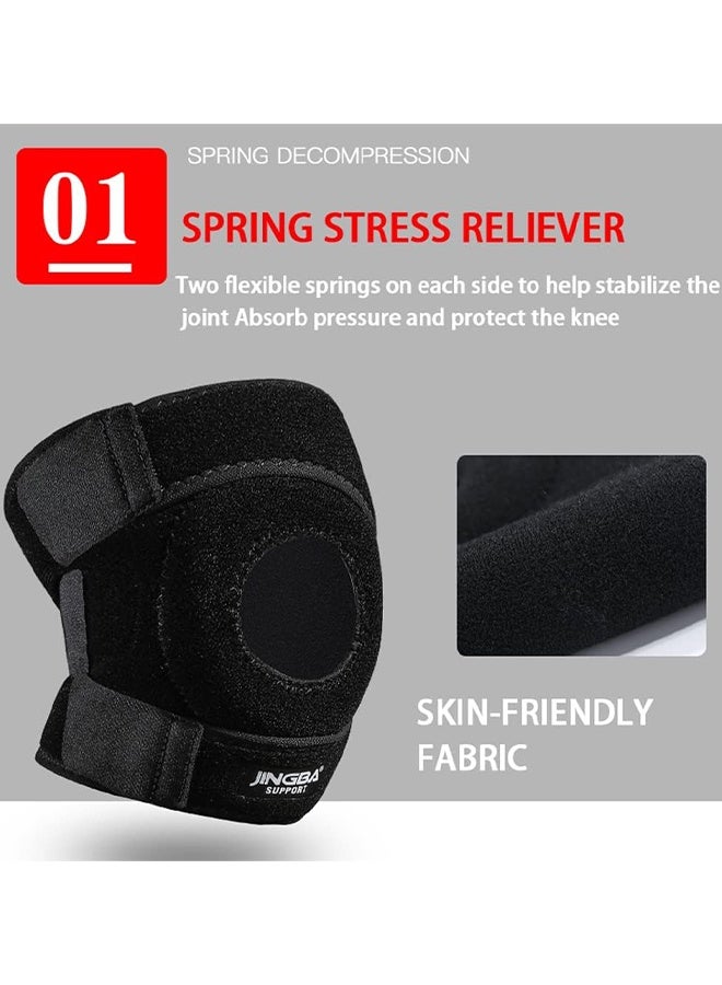 جينجبا سابورت زوج واحد من دعامة الركبة المزودة بحزام مزدوج للضغط ودعم الركبة - حزام قابل للتعديل لحماية الغضروف الهلالي وتخفيف إصابات ACL/MCL - مناسب لالتهاب المفاصل، وتخفيف آلام المفاصل، وتمزق الغضروف الهلالي، مصنوع من النيوبرين القابل للتنفس للركض، وكرة السلة، وركوب الدراجات (للرجال والنساء) - Image 3