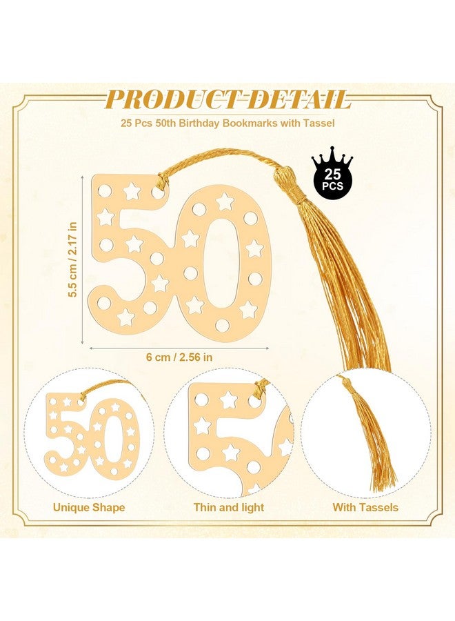 Spakon 25 Set 50th Birthday Party Favor for Guest Anniversary Party Favor Golden Birthday Bookmark Thanks for Coming Pen with Tag - Image 3