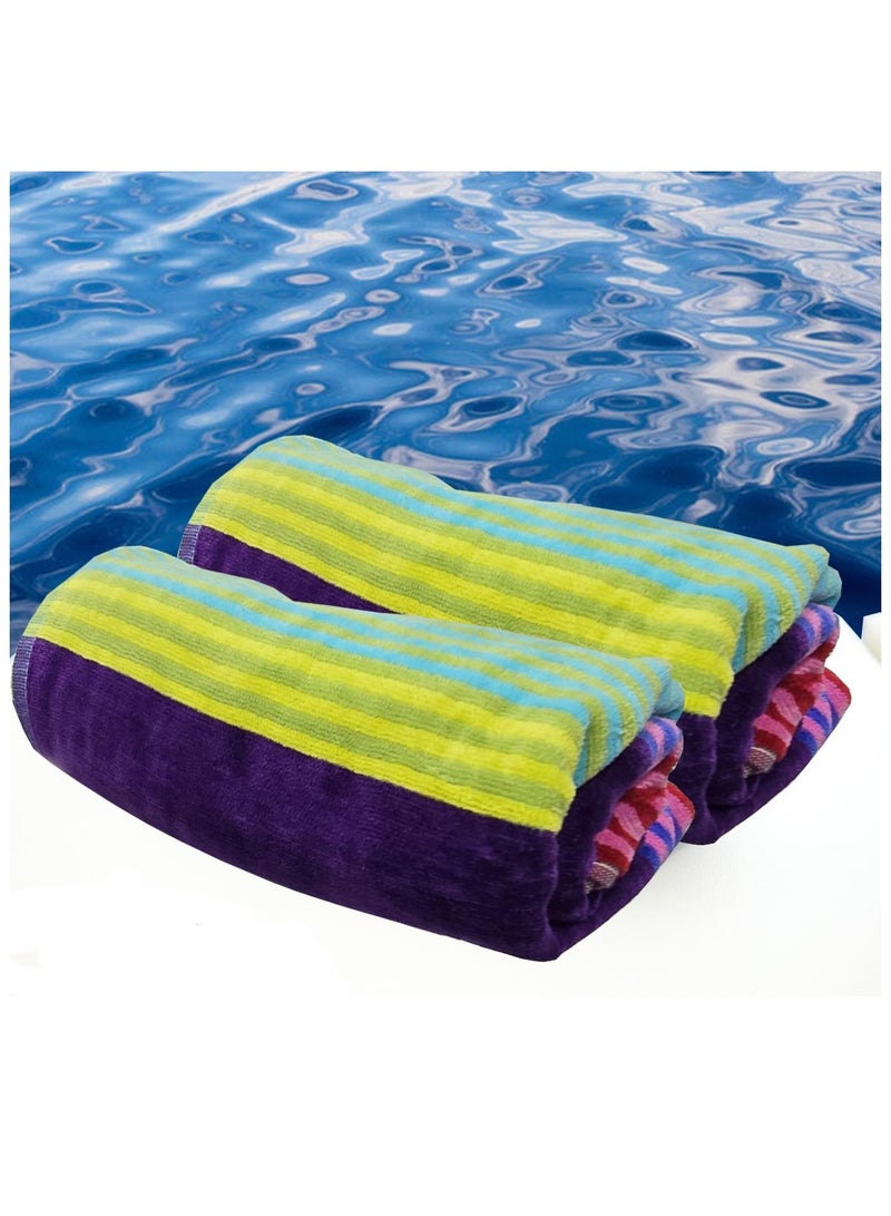 كاسينو Kassino Premium Striped Oversized Beach Towels (90 x 180cm) - 100% Cotton, Soft & Quick-Dry, Double Stitched for Durability, Perfect towels for Beach and Pool (2PCS) - Image 2
