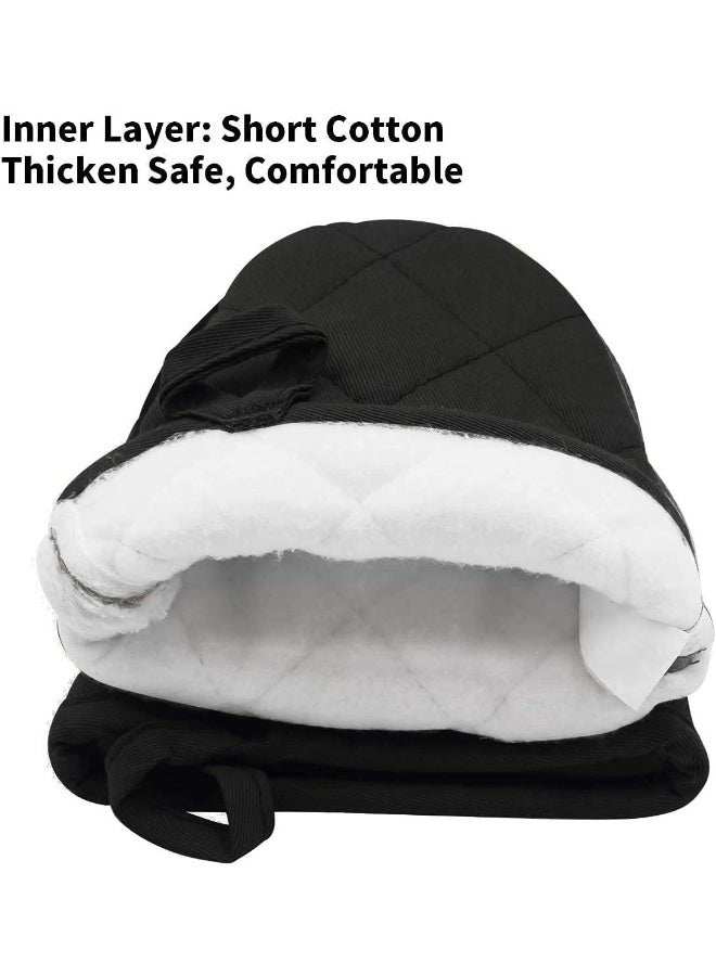 1 Pair Short Oven Mitts, Heat Resistant Silicone Kitchen Mini Oven Mitts for 500 Degrees, Non-Slip Grip Surfaces and Hanging Loop Gloves, Baking Grilling Barbecue Microwave Machine Washable - Image 3