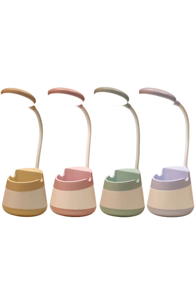 مصباح مكتبي قابل لإعادة الشحن بإضاءة ناعمة قابلة للتعتيم مع حامل قلم من نوع LED لإضاءة الطاولة وديكور المنزل(متعدد الالوان) - Image 1