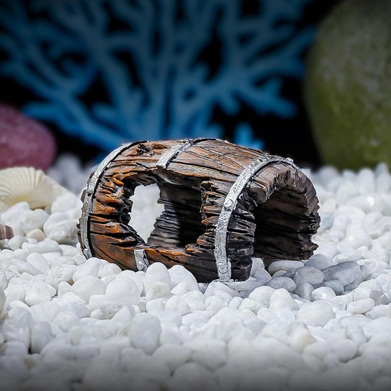 Natural Fishes Tanks Ornaments Miniature Weathered Barrels Fishes Tanks Accessory for Reptiles Enclosures Reptiles Hide Cave - Image 5