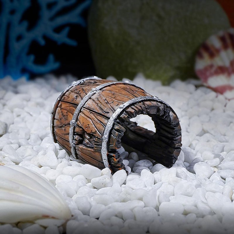 Natural Fishes Tanks Ornaments Miniature Weathered Barrels Fishes Tanks Accessory for Reptiles Enclosures Reptiles Hide Cave - Image 4
