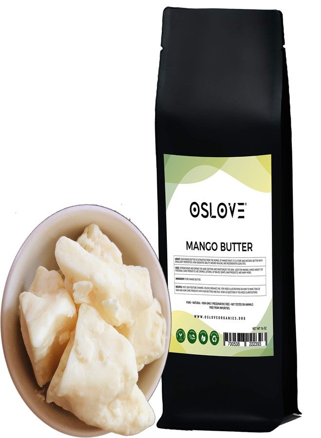 Oslove Organics Mango Butter 1 LB Pure, Natural, Hand -packed, Fresh & Fluffy in DIY mixes | Obtained from Mango seeds | Use for DIY leave in conditioner, Salves, Body Butter, Lotions & Soaps - Image 1