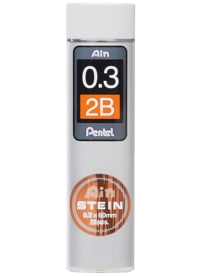 Pentel Ain Stein 0.3mm Mechanical Pencil Lead | Lead of Grade 2B | Smooth & Not Scratchy | Easy to Insert Inside The Pencil | Pack of 15 Pcs (C273-2B) - Image 1