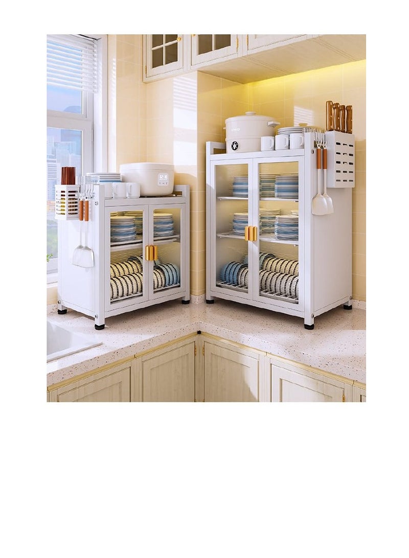 Kitchen Countertop Storage Cabinet, Multifunctional Utility Cupboard Pantry Sideboard, Dining Compact Shelving Food Pantry Cabinet, Spice Condiment Organizer Dishes Bowls - Image 1