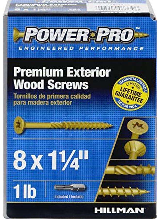 Hillman Power Pro 48594 Wood Screws 8 X 1 1 4" Premium Outdoor Deck Screws Rust Resistant Epoxy Coated Bronze 1Lb Box 242 Pcs  - Image 2
