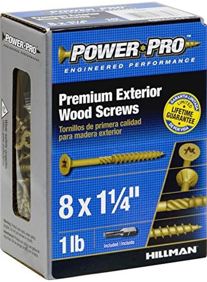 Hillman Power Pro 48594 Wood Screws 8 X 1 1 4" Premium Outdoor Deck Screws Rust Resistant Epoxy Coated Bronze 1Lb Box 242 Pcs  - Image 4