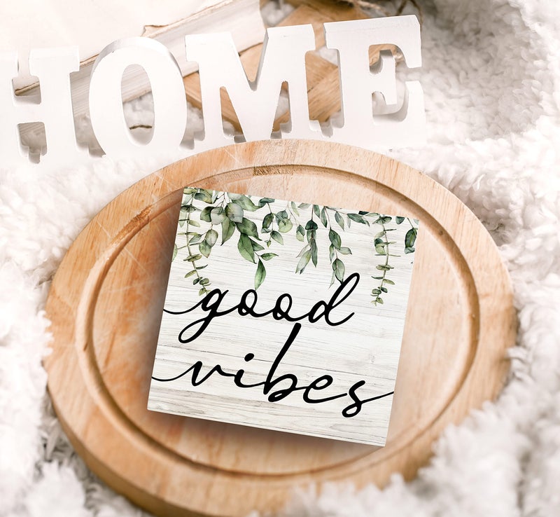 SRADMO Botanical Eucalyptus Leaves Wood Box Sign Desk Decor, Rustic Eucalyptus Leaves Wooden Block Box Sign Decoration For Home Office Shelf Table Decor - Image 5