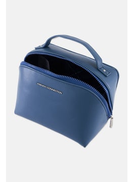 French Connection Women Brand Logo Cosmetic Pouch, Slate Blue  - Image 2