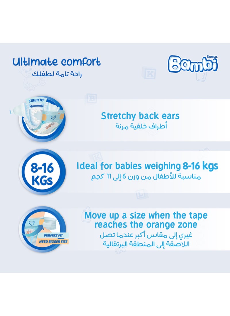 Sanita Bambi Baby Diapers Super Pack Size 4, Large, 8-16 KG, 124 Count - Image 4