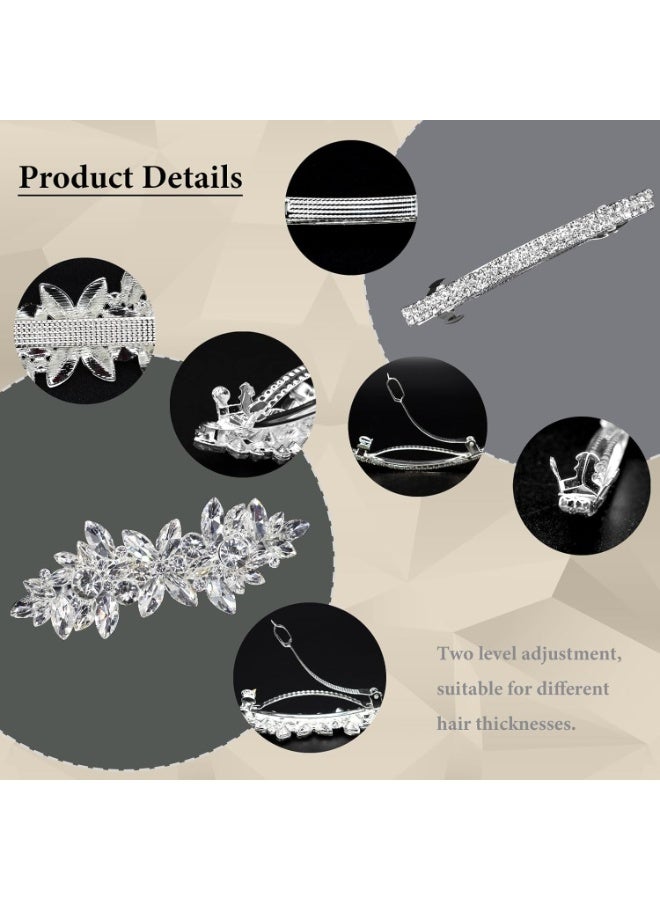 4 Pcs Rhinestone Hair Clips, Silver Leaf Wedding Hair Pins, Crystal Bobby Pins and Bridal Hair Barrettes for Brides, Bridesmaids, and Flower Girls - Image 2