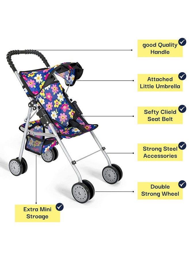 fash n kolor 4 Piece Baby Doll Play Set Flower Design Includes - Foldable Pack N Play, Baby Doll Stroller, Baby Doll High Chair, Infant Seat, Fits Up to 18'' Doll 4 Piece Doll Accessories Set - Image 4