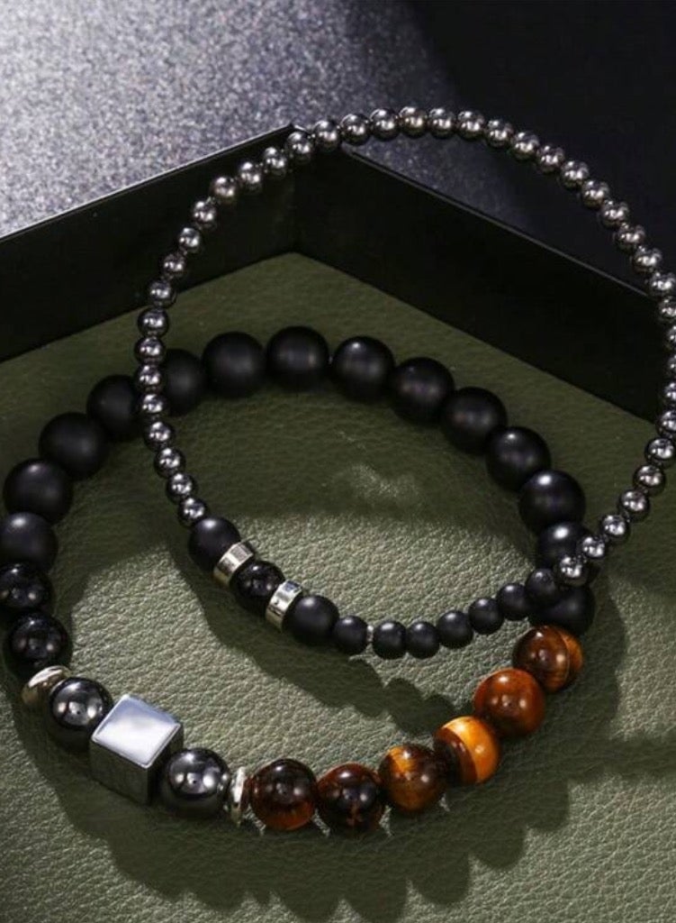 JewelryLand 2Pcs Men’s Bracelet Made Of Stones - Image 3