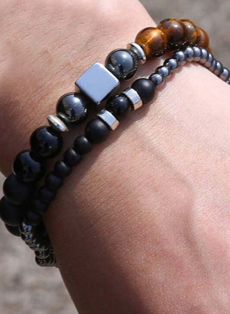 JewelryLand 2Pcs Men’s Bracelet Made Of Stones - Image 1