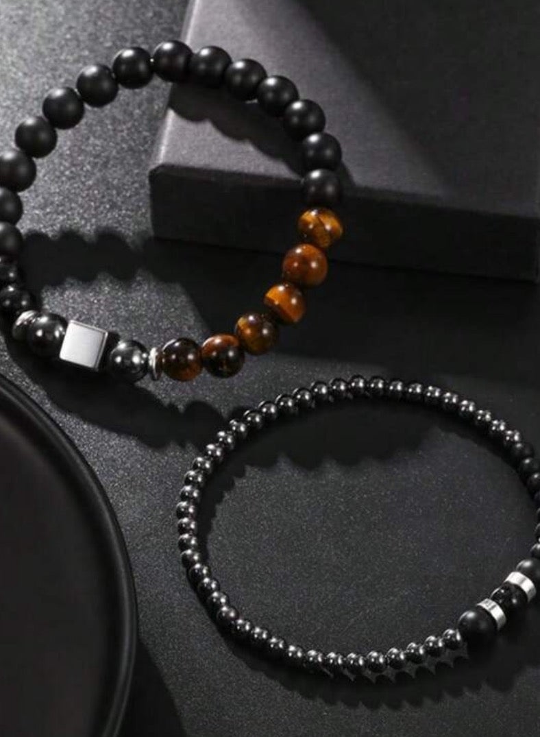 JewelryLand 2Pcs Men’s Bracelet Made Of Stones - Image 4