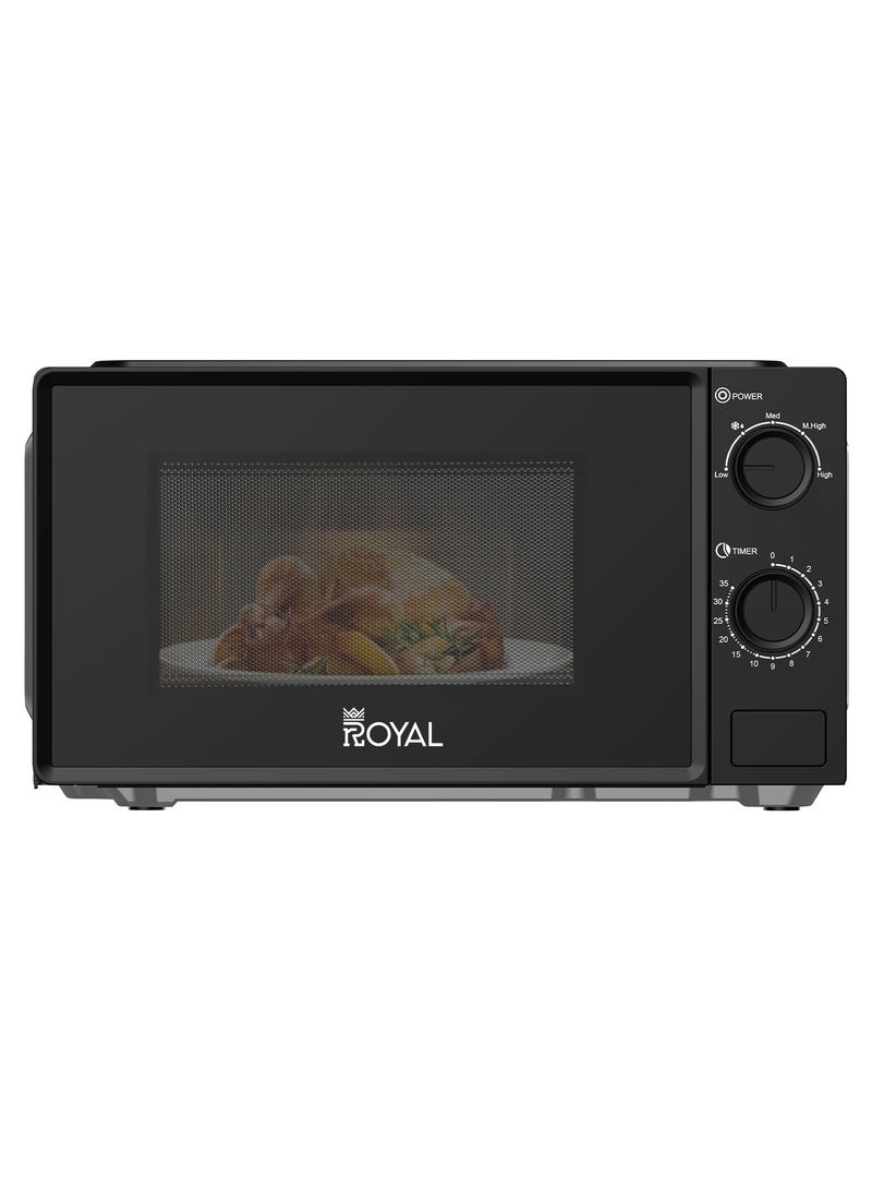 Royal 20L Microwave Oven 700W | 6 Power Levels, 30-Min Timer, Child Safety Lock, Cooking End Signal & Chrome Handle | RA-20XM1 Black 20 L 700 W RA-20XM1 Black - Image 1