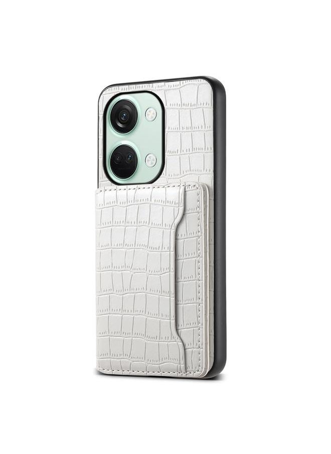 erorex - For OnePlus Ace 2V Crocodile Texture Card Bag Design Full Coverage Phone Case(White) - Image 1