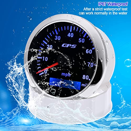 ARTILAURA GPS Speedometer Boat 85mm 3-3/8" Digital Odometer 80MPH Speed Gauge 7 Color for AUTO Car Marine Truck Waterproof 9-32V (Black) - Image 5
