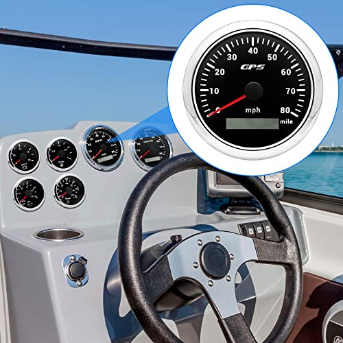 ARTILAURA GPS Speedometer Boat 85mm 3-3/8" Digital Odometer 80MPH Speed Gauge 7 Color for AUTO Car Marine Truck Waterproof 9-32V (Black) - Image 4