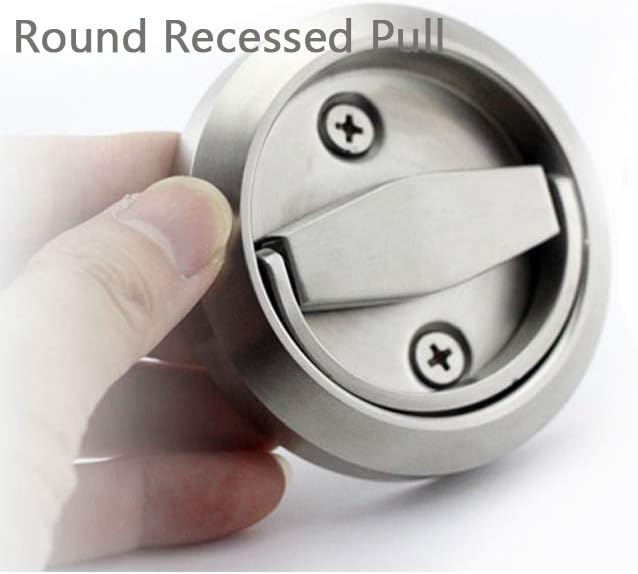 Hdtyyln 1pcs Round Recessed Pull, Recessed Door Knob, Cabinet Round Hidden Handle, Embeded Concealed Brushed Stainless Steel Handle for Modern Bedroom Door Drawer Wardrobe (Silver) - Image 3