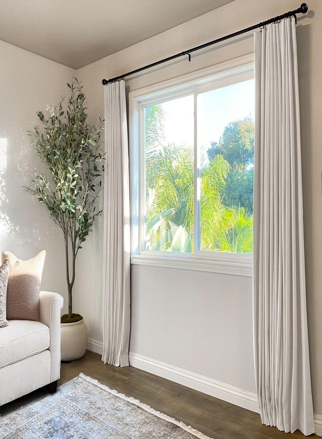 INOVADAY 100% Blackout Curtains for Bedroom, Black Out Curtains 90 Inch Long, Clip Rings Linen Blackout Drapes, Thermal Insulated Room Darkening for Living Room, 2 Panels - Beige,W50xL90 - Image 5