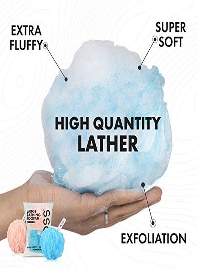ROSS - Large Bath Loofah Sponge Scrubber Exfoliator For High Lather Cleansing (Peach And Blue) - Image 1