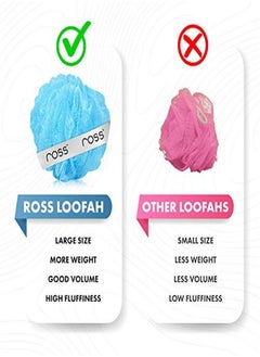 ROSS Large Bath Loofah Sponge Scrubber Exfoliator For High Lather Cleansing (Peach And Blue)  - Image 3