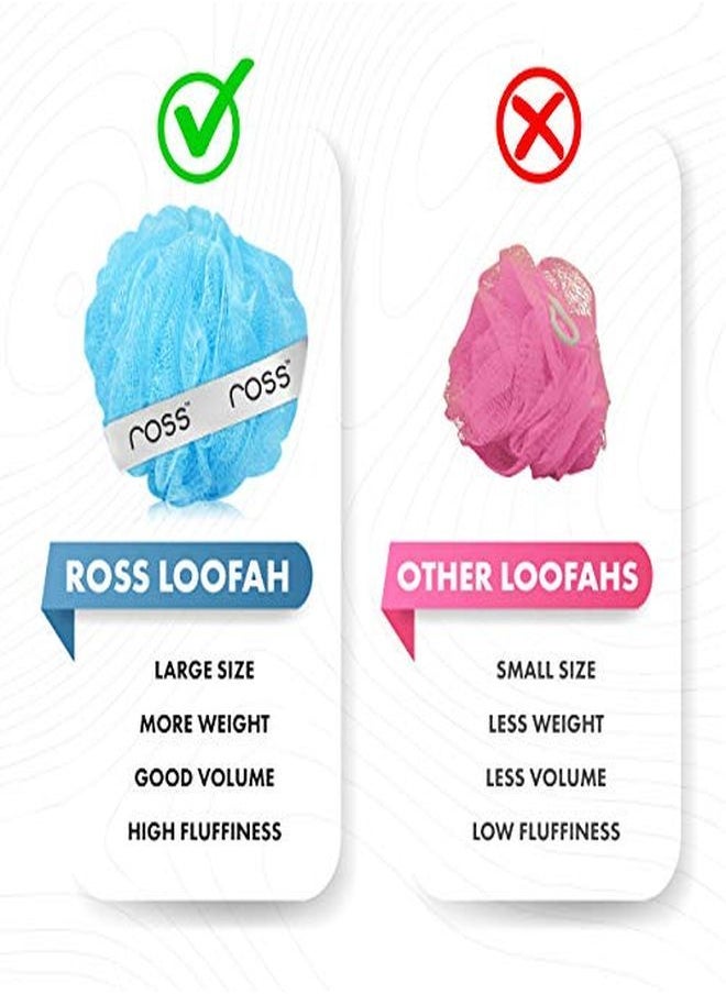 ROSS - Large Bath Loofah Sponge Scrubber Exfoliator For High Lather Cleansing (Peach And Blue) - Image 1