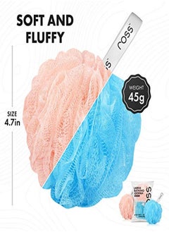 ROSS Large Bath Loofah Sponge Scrubber Exfoliator For High Lather Cleansing (Peach And Blue)  - Image 4
