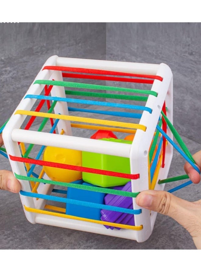 فيب هوم Montessori Toys for 1 Year Old, Cube Bin & 6 Sensory Shape Blocks, Baby Toys 12-18 Months, Developmental Gifts for Toddler Age 1 2 3 - Image 4
