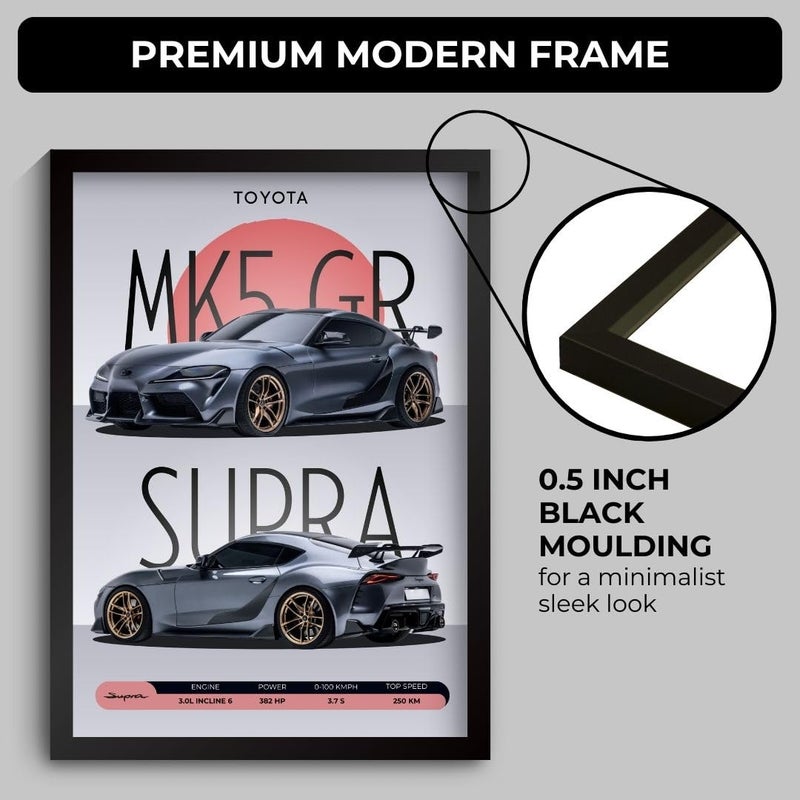 Funk You Store Supra Poster | Framed MK5 Supra A4 Sized (31 x 23 cm) | JDM Car Poster for Wall, Gift for Boys, Hypercar Frames | Japanese Car Posters for Wall, Bedroom, Hostel, Study Area, Hostel - Image 4