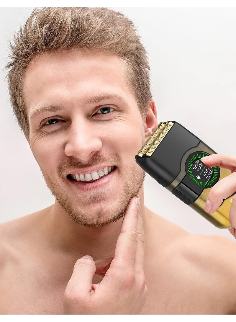 Kemei Electric Foil Shavers for Men, Double Foil Razor with Floating Blades, Cordless Skin Fade Beard Shaver, USB Type C Rechargeable Up to 100 Min Usage, Travel Lock KM-T389 Gold/Black - Image 3
